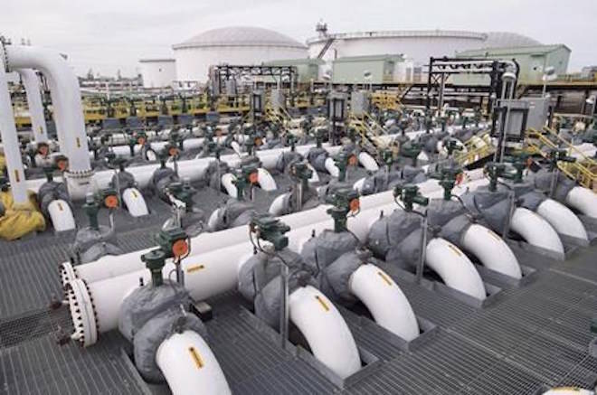 Pipes are seen at the Kinder Morgan Trans Mountain facility in Edmonton, Alta., Thursday, April 6, 2017. A spokesman for refiners in Western Canada says any move by the Alberta government to shut off the flow of refined fuel to B.C. could negatively affect the province’s four refineries in the Edmonton area. THE CANADIAN PRESS/Jonathan Hayward