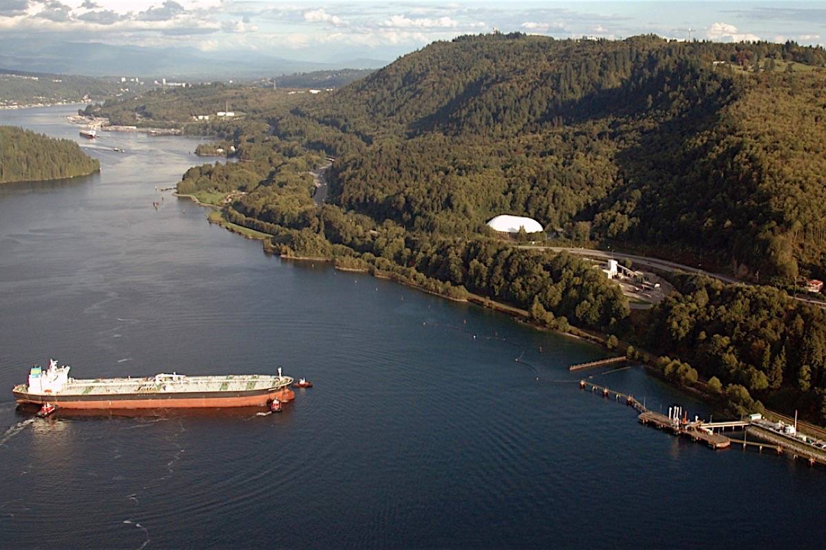 Tanker docks at Trans Mountain Westridge Terminal in Burnaby, which has operated since 1954. (Kinder Morgan Canada)