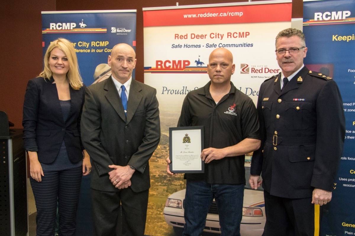 RCMP AWARD - Lonnie Amundson was recognized by the Red Deer RCMP for assisting in an arrest in early 2018. Todd Colin Vaughan/Red Deer Express