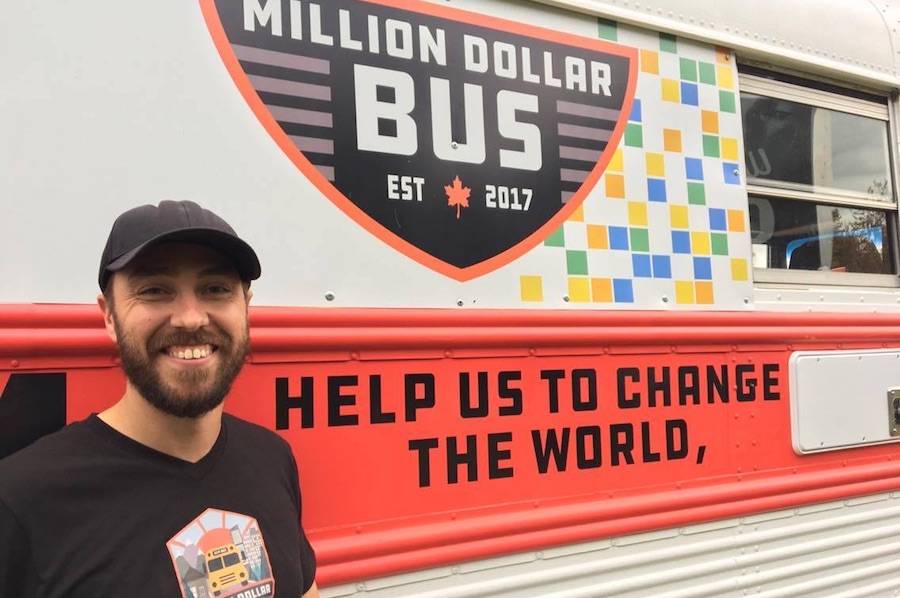 Ryan Lancaster is his Million Dollar Bus project. Image contributed.
