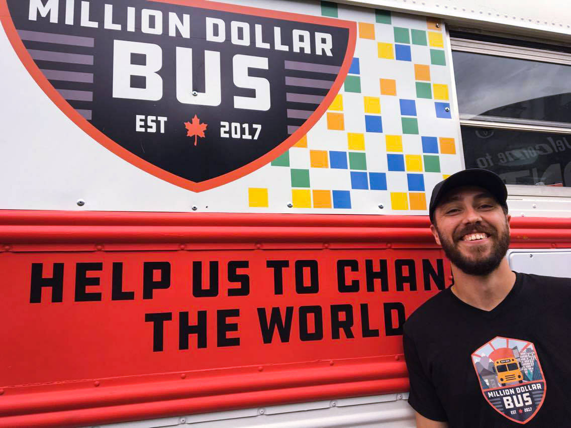 Ryan Lancaster is his Million Dollar Bus project. Image contributed.