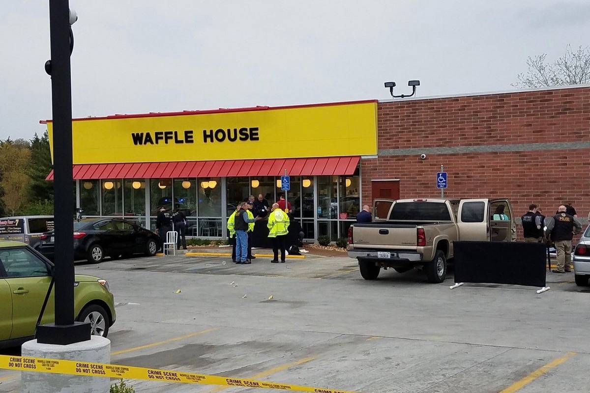 The Waffle House in Nashville where four people were shot dead Sunday. (Metro Nashville Police)