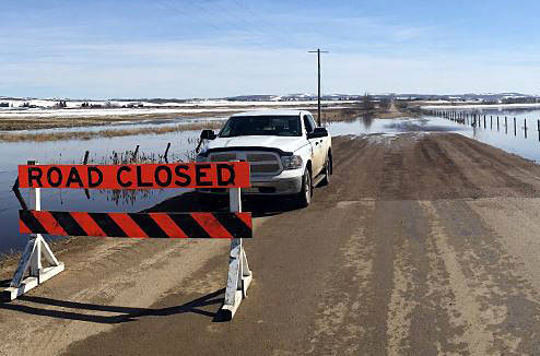Localized flooding in Red Deer County