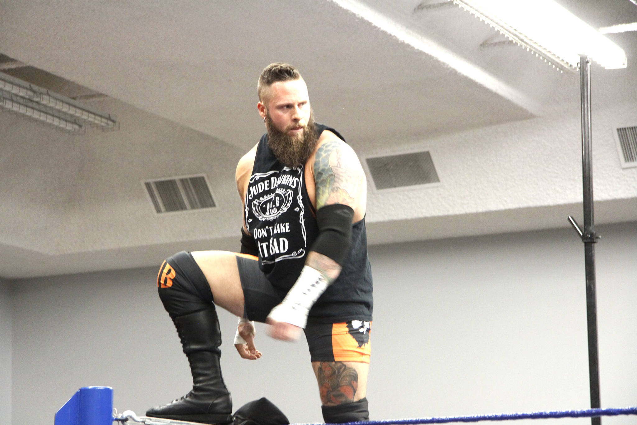WRESTLING FUNDRAISER - The ‘Cheetah-Bear’ Jude Dawkins will be one of the stars on the card for the Superclash Against Cancer. Todd Colin Vaughan/Red Deer Express