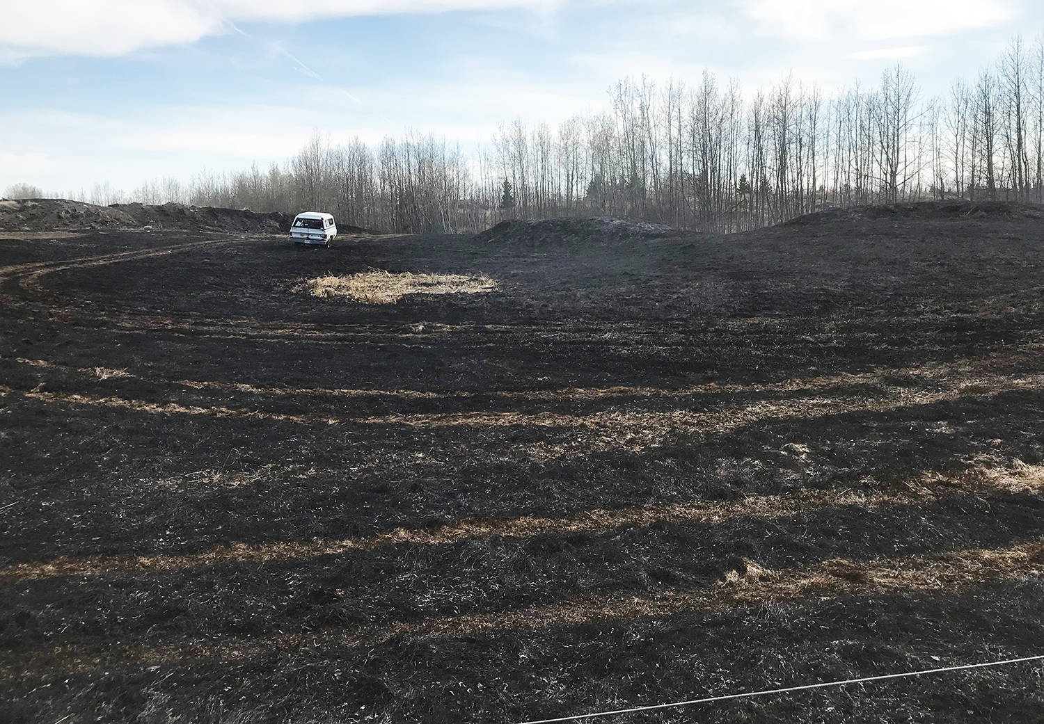 Members of the Ponoka County West District Fire Department handled a few grass fires Saturday afternoon. The warm weather and heavy winds recently helped create ideal grass fire conditions.                                Photos courtesy of the Ponoka County West District Fire Department