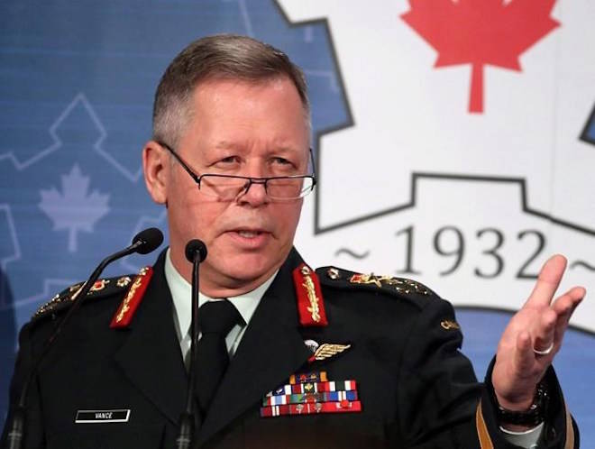 Chief of Defence Staff Gen. Jonathan Vance delivers a keynote presentation at the CDA Conference on Security and Defence in Ottawa on Friday, February 23, 2018. THE CANADIAN PRESS/Fred Chartrand