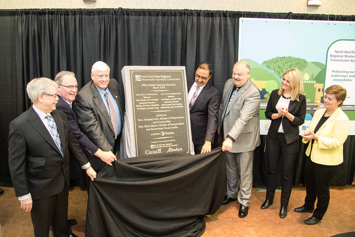 WASTEWATER SYSTEM - Several dignitaries were on hand for the official opening of the North Red Deer Regional Wastewater System. Todd Colin Vaughan/Red Deer Express