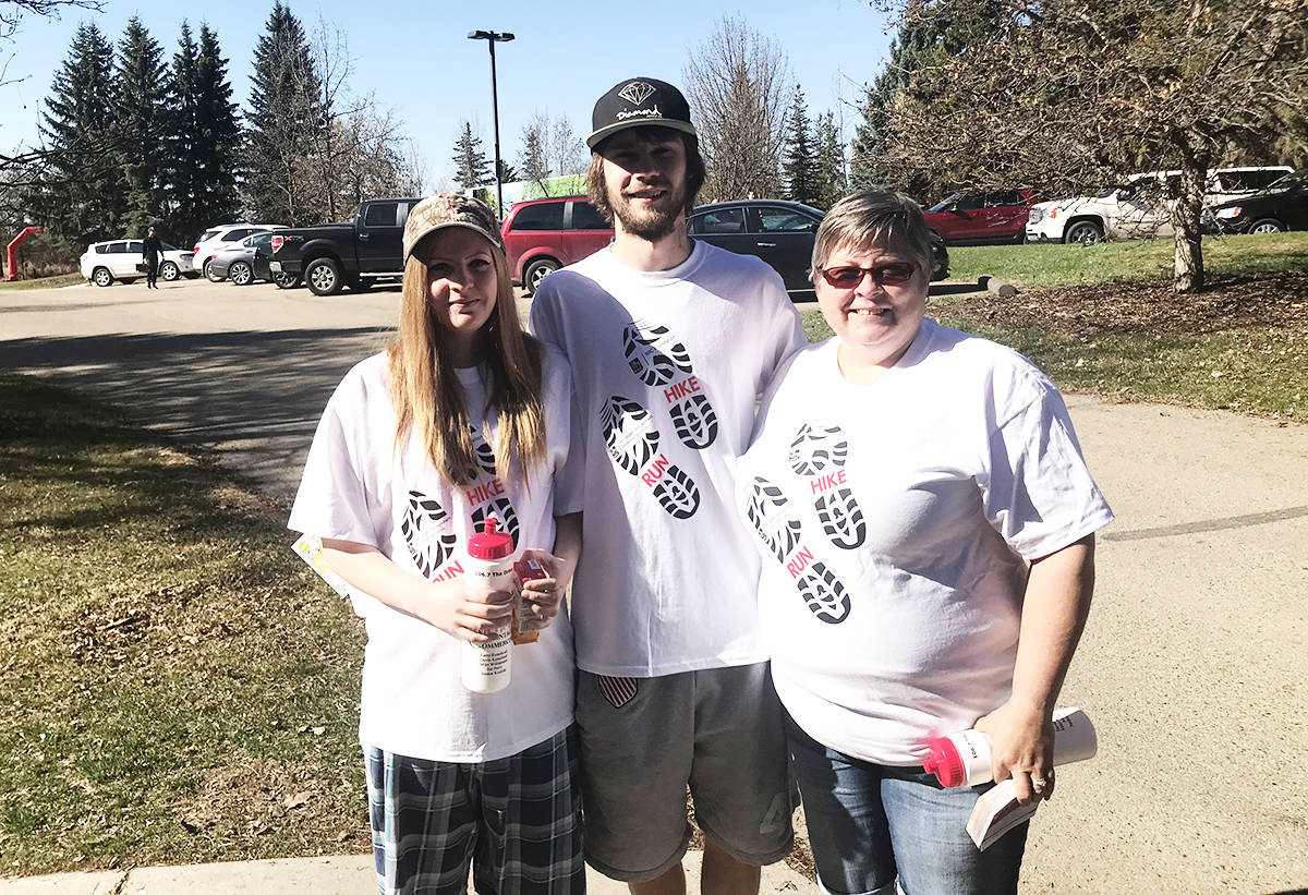 RUN, HIKE - Penny Tanner, Myles Tanner and Mikayla Warren took part in the Run/Hike for Hospice fundraiser which supports the Red Deer Hospice on May 6th, 2018. Todd Colin Vaughan/Red Deer Express