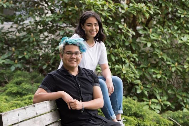 Joshua Ramon and Stephanie Barrantes, both grade 12 students, have suffered from mental health issues. Now, they speak about mental health to kids in elementary as part of a project called Here 4 Peers. (JONATHAN HAYWARD / THE CANADIAN PRESS)