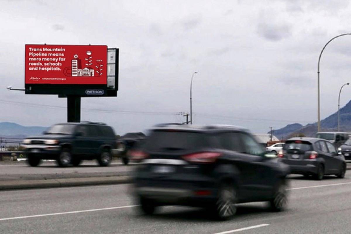 A pro-pipeline billboard up near Kelowna. (Government of Alberta)