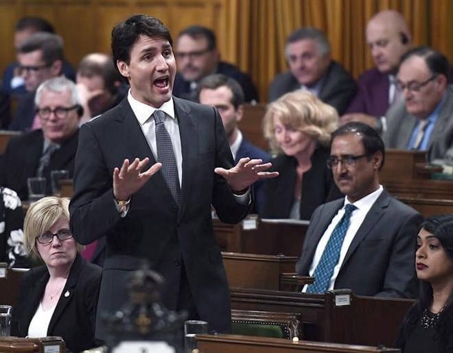 Prime Minister Justin Trudeau rises during Question Period in the House of Commons on Parliament Hill in Ottawa on Thursday, May 3, 2018. THE CANADIAN PRESS/Justin Tang