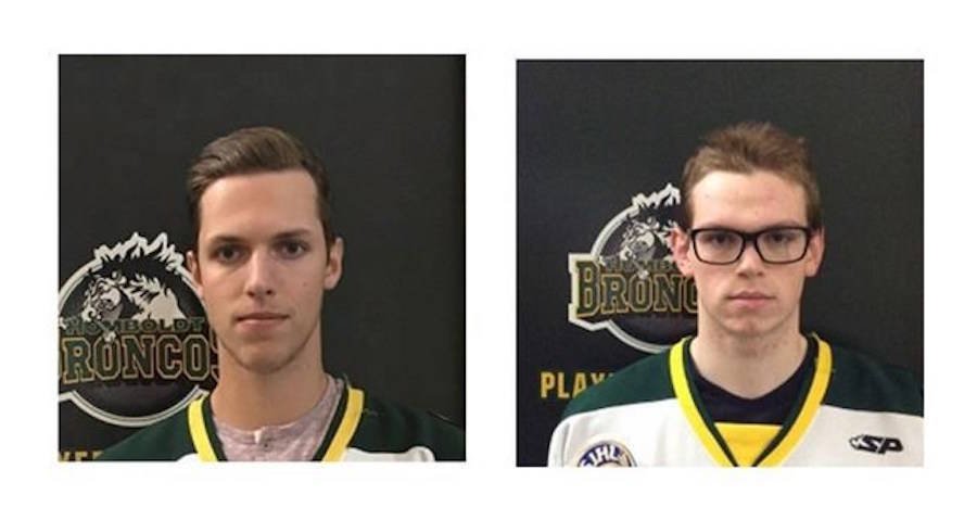 Humboldt Broncos players Xavier Labelle (left) and Parker Tobin (right) are shown in undated team photos. A coroner involved in the Humboldt Broncos bus crash says it wasn’t until an injured player woke up in hospital and said he was a different person that officials realized there had been a big mistake in identifying the dead. THE CANADIAN PRESS/Saskatchewan Junior Hockey League