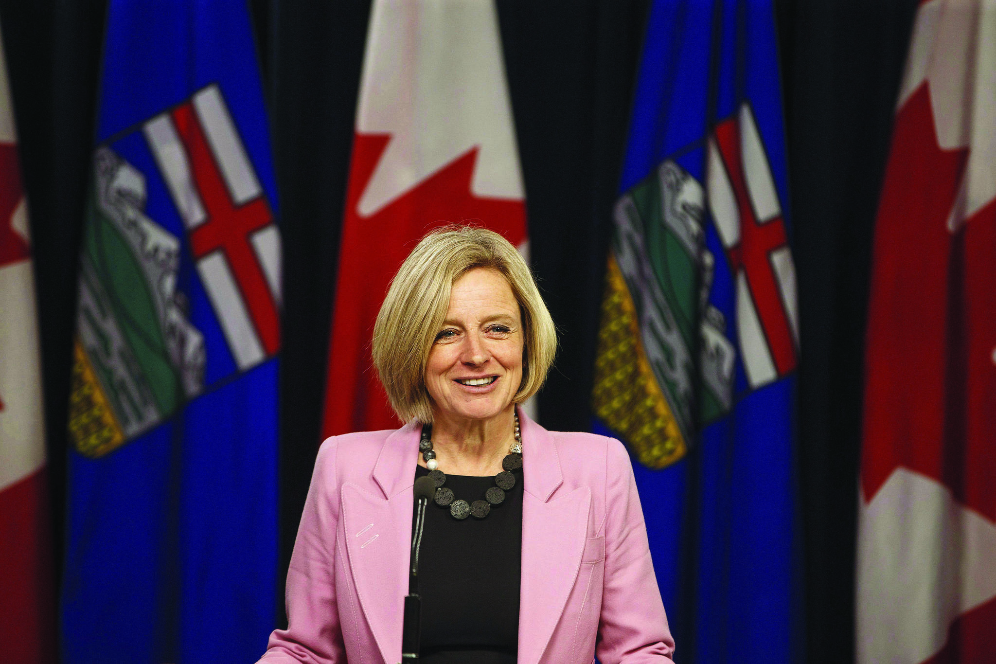 Alberta Premier Rachel Notley speaks to media before the Speech from the Throne, in Edmonton on March 8, 2018. THE CANADIAN PRESS/Jason Franson