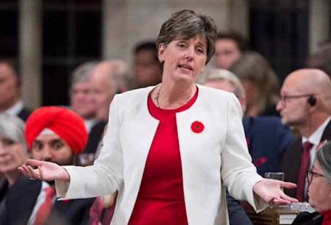International Development Minister Marie-Claude Bibeau responds to a question during question period in the House of Commons in Ottawa on October 30, 2017. When G7 finance and international development ministers convene in British Columbia next week, Canada hopes the meetings will generate fresh ideas on how aid money can be leveraged to entice the private sector to boost investments in poorer parts of the world. Marie-Claude Bibeau, the federal international development minister, said the hunt for new ways to get more private investment cash into developing countries will be a key part of the talks in Whistler. THE CANADIAN PRESS/Adrian Wyld