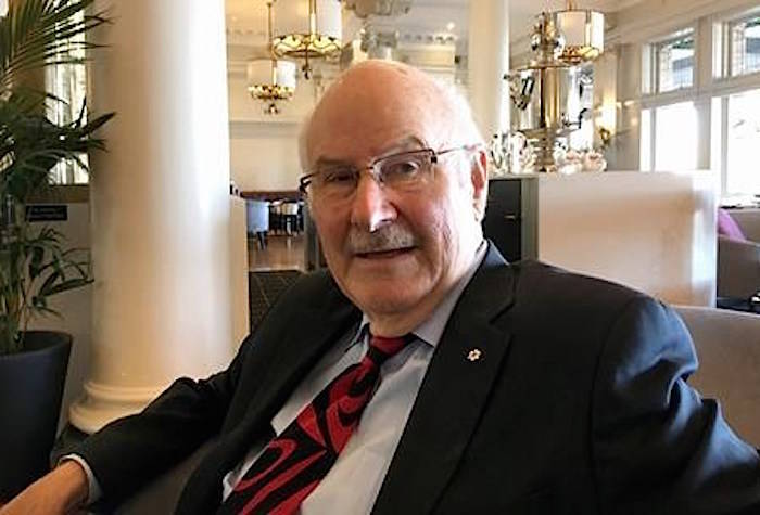 Former B.C. Premier Mike Harcourt poses for a photo at the Fairmont Empress on Friday, May 25, 2018. Harcourt forecasts a gold rush, boom and bust period, over next year or two in the medicinal marijuana industry. THE CANADIAN PRESS/Dirk Meissner