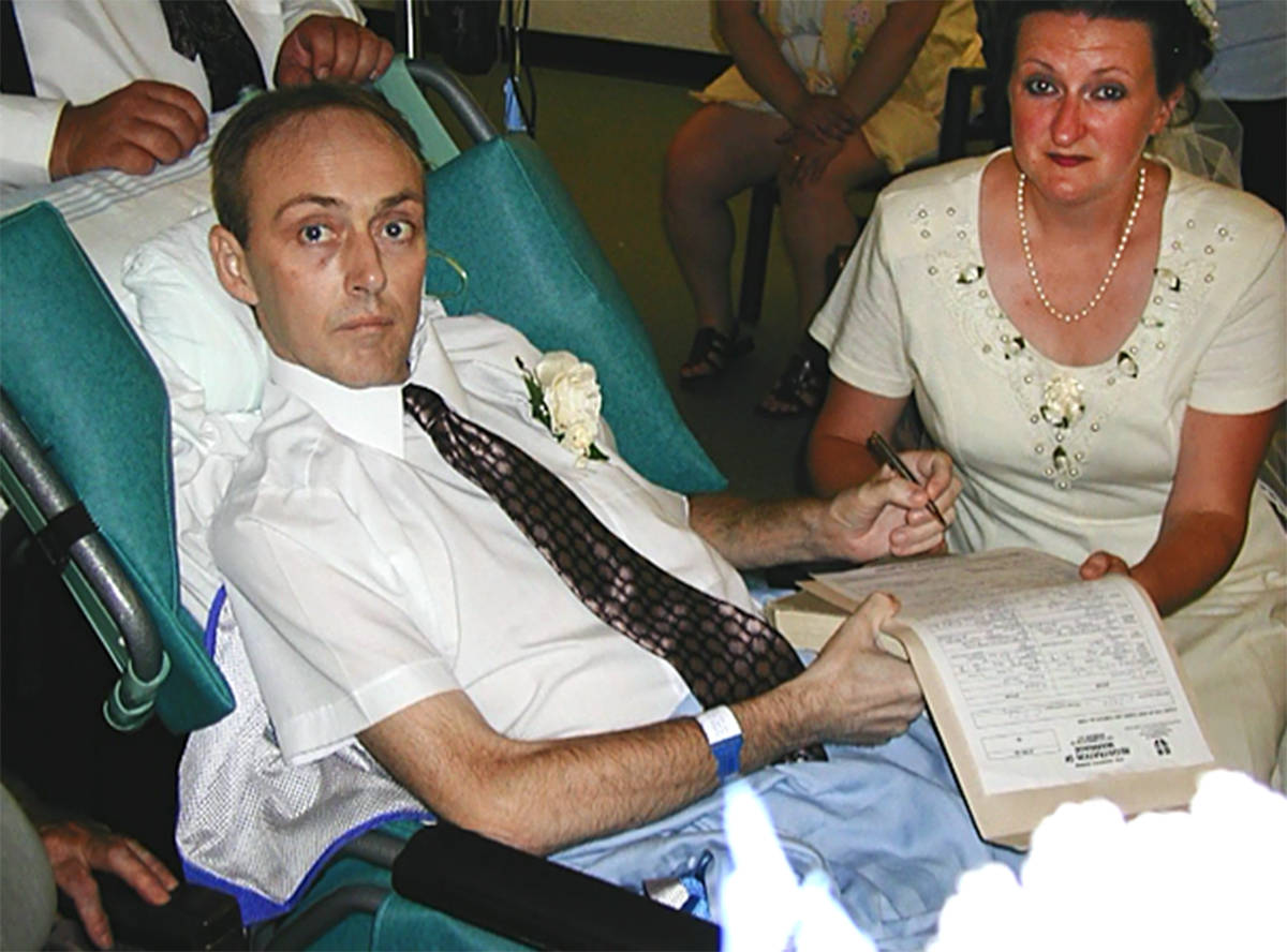 Ponoka RCMP hope to reunite this couple with a DVD of a wedding that occurred July 23, 2005. This screen grab shows Kevin and Nancy who appear to be married in a hospital. Contact Ponoka RCMP if you know the people in the video. RCMP photo