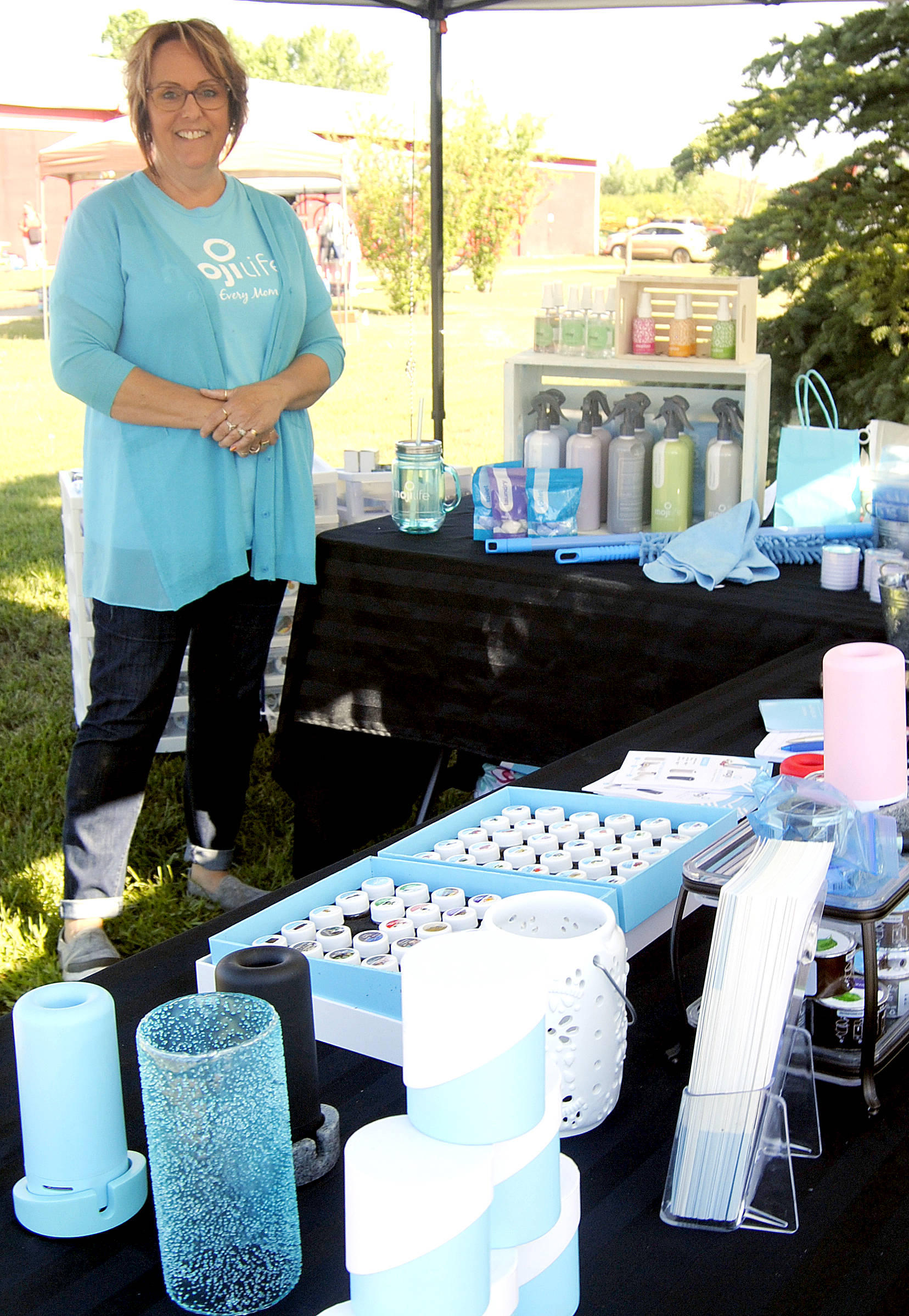 Kelly Armstrong from Erskine set up a table during Stettler’s Town and Country Museum market June 2. (Lisa Joy/Stettler Independent)