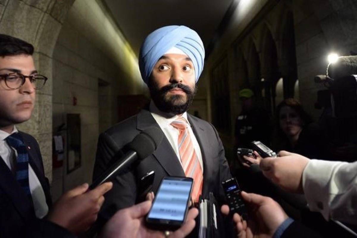 Minister of Innovation, Science and Economic Development Navdeep Bains speaks to reporters on Parliament Hill in Ottawa on Monday, June 4, 2018. (THE CANADIAN PRESS/Justin Tang)