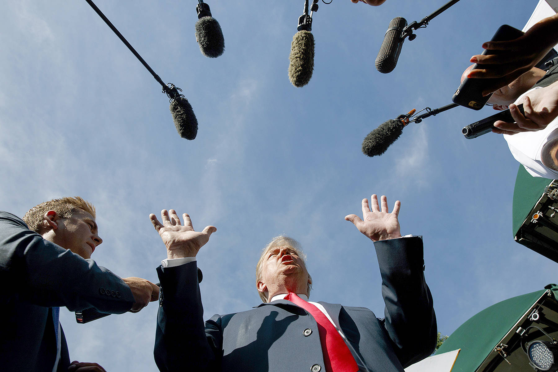 President Donald Trump speaks to reporters at the White House, Friday, June 15, 2018, in Washington. (AP Photo/Evan Vucci)