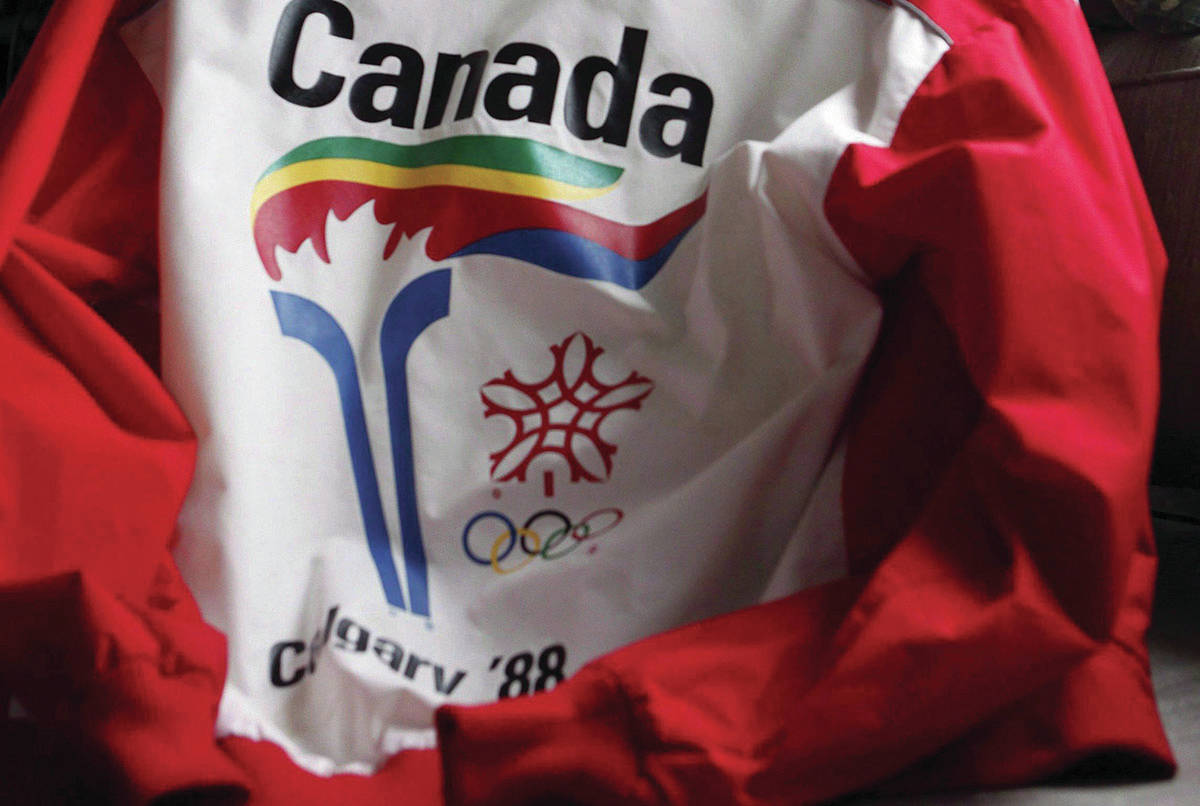 A uniform from the 1988 Olympic torch run is seen in Calgary on October 8, 2009. (Jeff McIntosh/The Canadian Press)