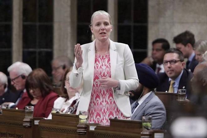 Minister of Environment and Climate Change Catherine McKenna speaks during question period in the House of Commons on Parliament Hill in Ottawa on June 14, 2018. THE CANADIAN PRESS/David Kawai