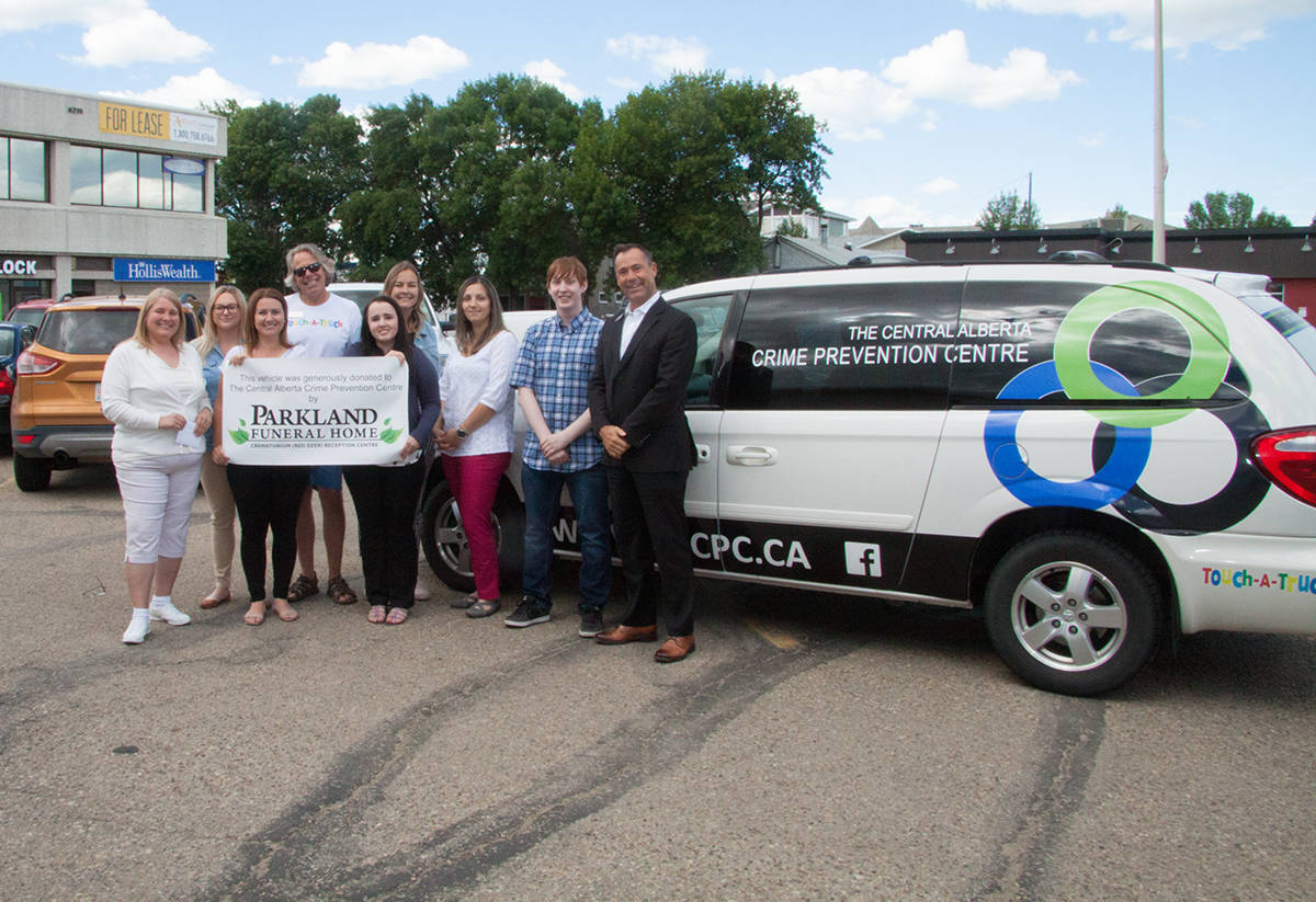 CRIME PREVENTION - Parkland Funeral Homes recently donated a $10,000 van to the Crime Prevention Centre in Red Deer. Todd Colin Vaughan/Red Deer Express