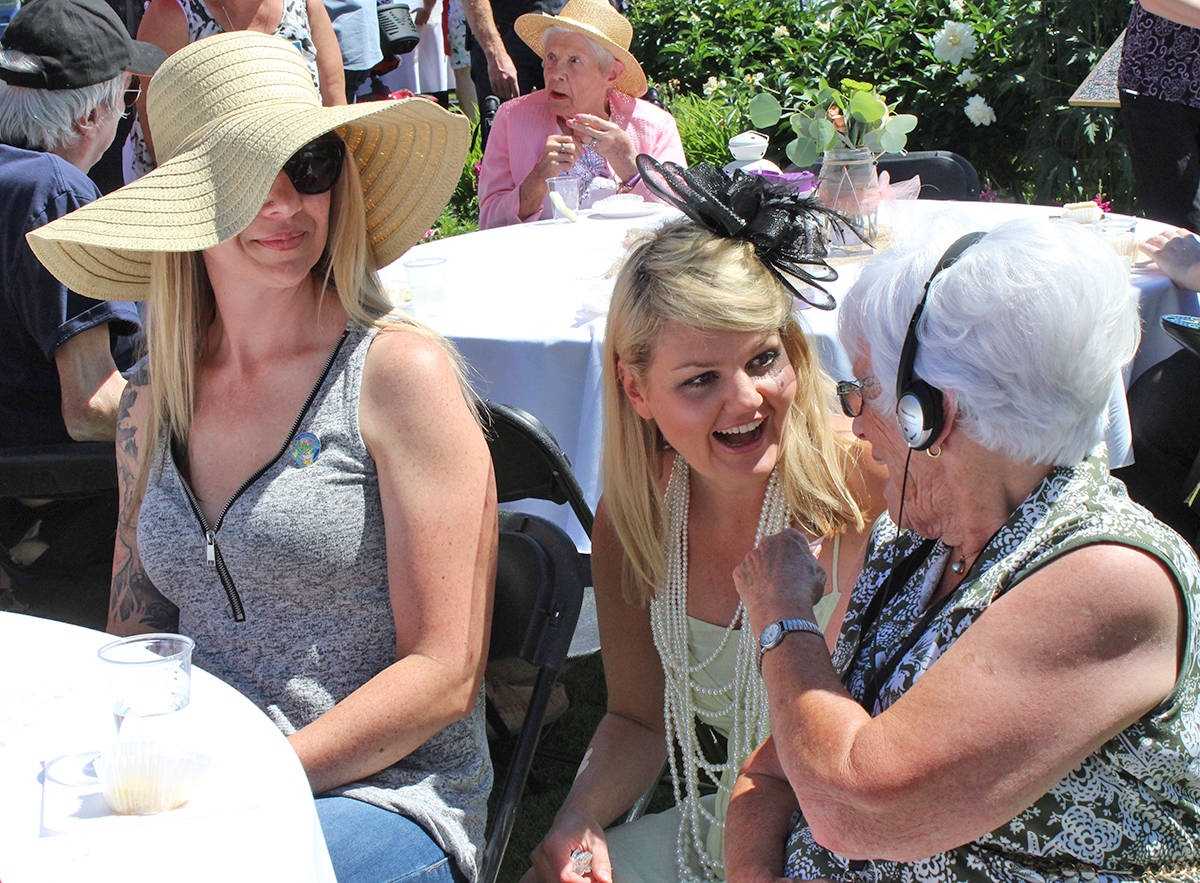 DISCUSSION - Kaley Zunino and Gwen Schmidt chat with Mayor Tara Veer at the annual Mayor’s Garden Party. Carlie Connolly/Red Deer Express