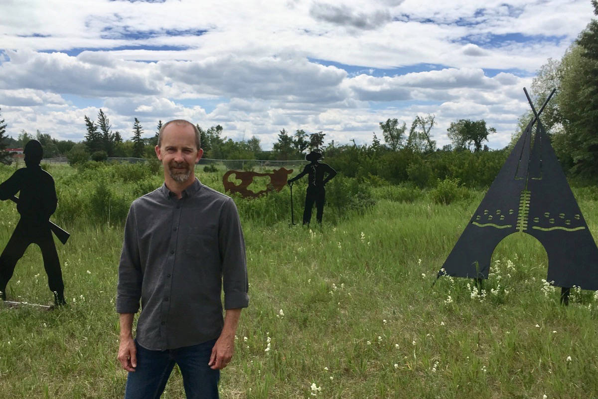 CITY STORIES - Todd Nivens, executive director of the Kerry Wood Nature Centre, stands near some representative figures set up to help tell the history of the Bird Sanctuary.Mark Weber/Red Deer Express