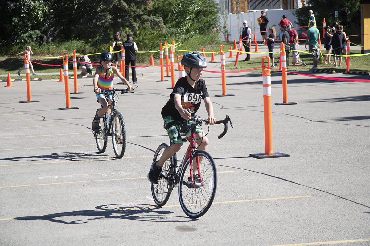 SUPERKIDS TRIATHLON - Kids from all over Central Alberta took part in the Superkids Triathlon at the Abbey Centre in Blackfalds. Todd Colin Vaughan/Lacombe Express