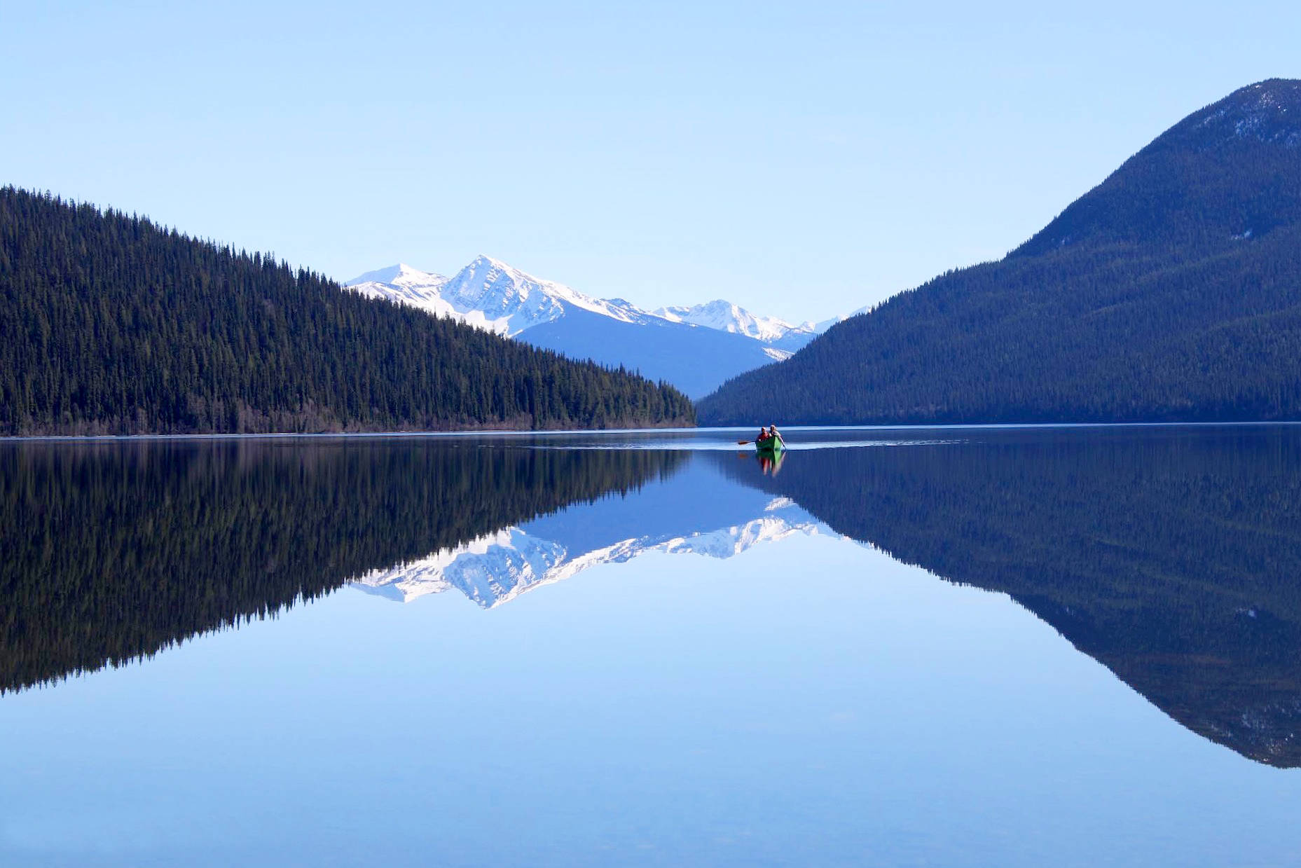 The Bowron Lakes chain are wild stock lakes within Bowron Lake Provincial Park and form a 120-km waterway that is a world famous canoe route. Pictured here is Bowron Lake. Shea Kadar photo