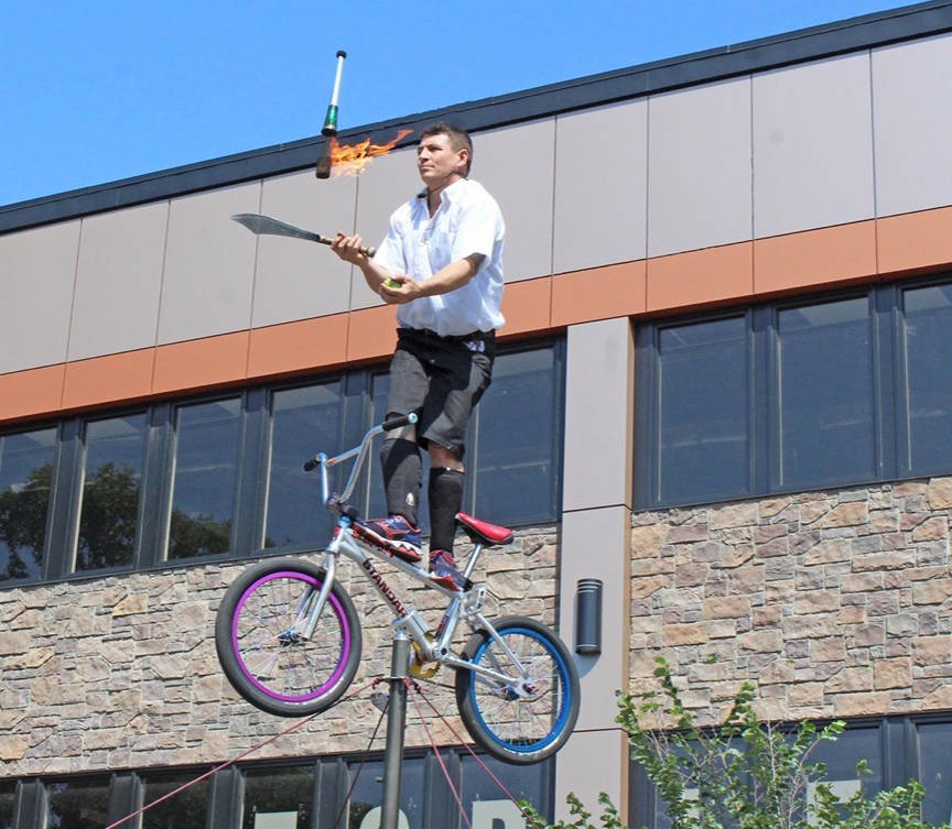 A performance by Bike Boy at the annual Centrefest street performer festival. Carlie Connolly/Red Deer Express