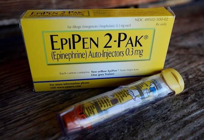 An EpiPen epinephrine auto-injector is shown in Hendersonville, Texas on October 10, 2013. THE CANADIAN PRESS/AP, Mark Zaleski