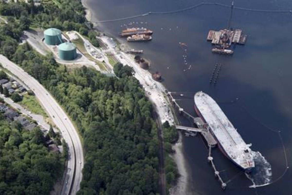 A aerial view of Kinder Morgan’s Trans Mountain marine terminal, in Burnaby, B.C., is shown on Tuesday, May 29, 2018. (Jonathan Hayward/The Canadian Press)