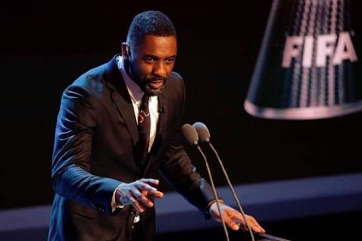 In this file photo dated Monday, Oct. 23, 2017, Actor Idris Elba speaks during The Best FIFA 2017 Awards in London. (AP Photo/Alastair Grant, FILE)