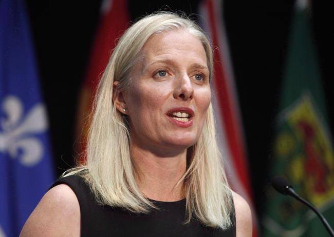 Minister of Environment and Climate Change Catherine McKenna speaks at a press conference in Ottawa on June 28, 2018. THE CANADIAN PRESS/Patrick Doyle