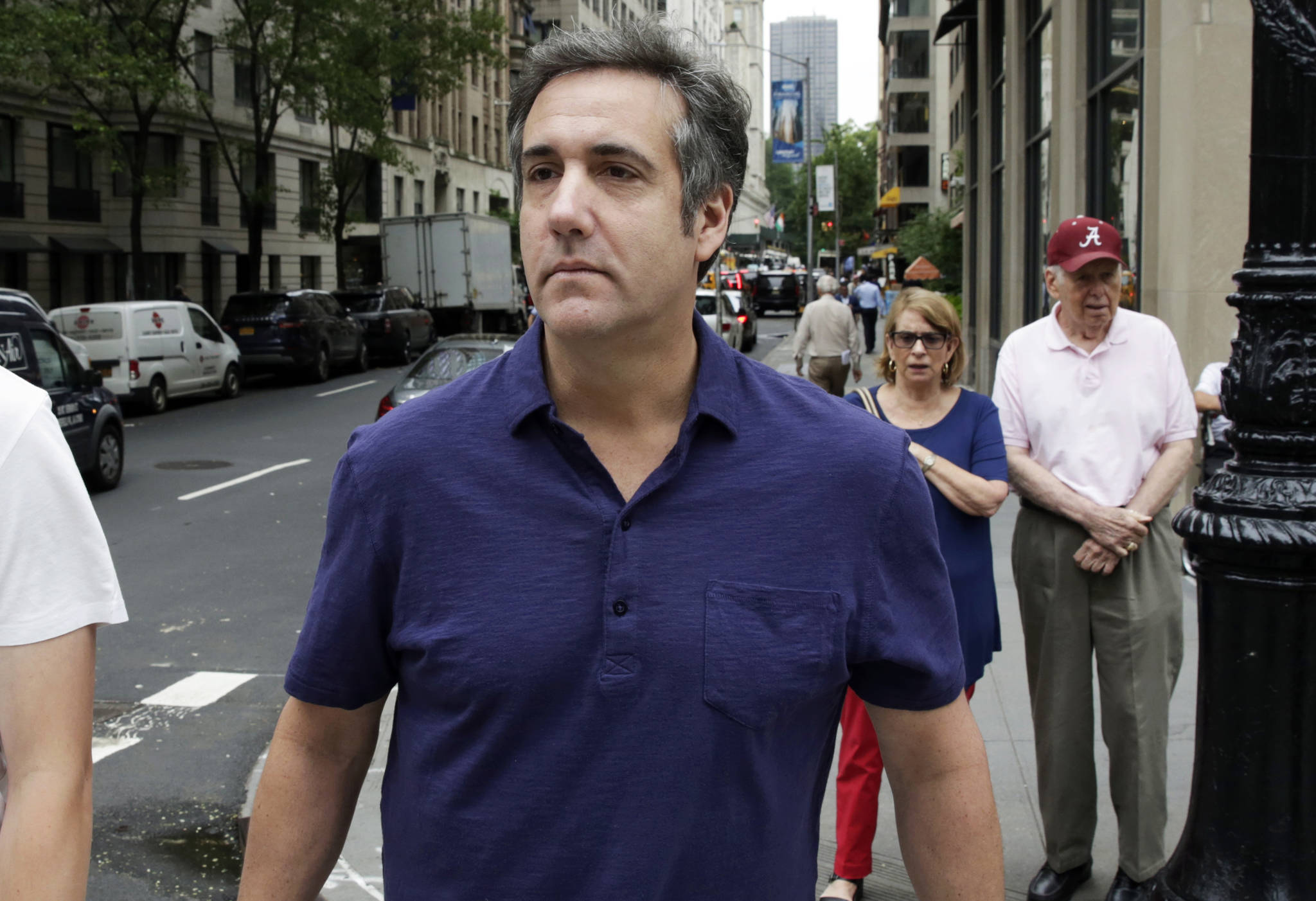 In this July 30, 2018 file photo, Michael Cohen, formerly a lawyer for President Trump, leaves his hotel, in New York. (AP Photo/Richard Drew, File)
