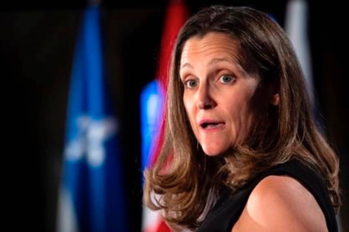 Foreign Affairs Minister Chrystia Freeland. (File photo by THE CANADIAN PRESS)