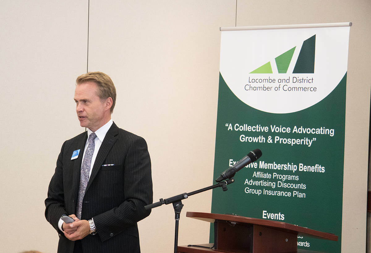 ATB Chief Economist Todd Hirsch spoke to members of the Lacombe and District Chamber of Commerce and the Red Deer and District Chamber of Commerce on Aug. 30th. Todd Colin Vaughan/Lacombe Express