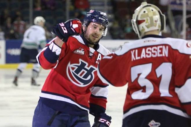 Lethbridge Hurricanes player Ryan Vandervlis (left) is seen in this undated handout photo. THE CANADIAN PRESS/Cindy Adachi, Lethbridge Hurricanes