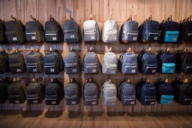 Backpacks are displayed at Herschel Supply Company’s new flagship and first North American store, in Vancouver, on Monday June 11, 2018. THE CANADIAN PRESS/Darryl Dyck