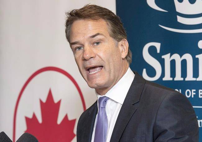 Canadian Olympic Committee CEO Chris Overholt makes a partnership announcement with the Smith School of Business in Toronto on November 3, 2016. THE CANADIAN PRESS/Frank Gunn