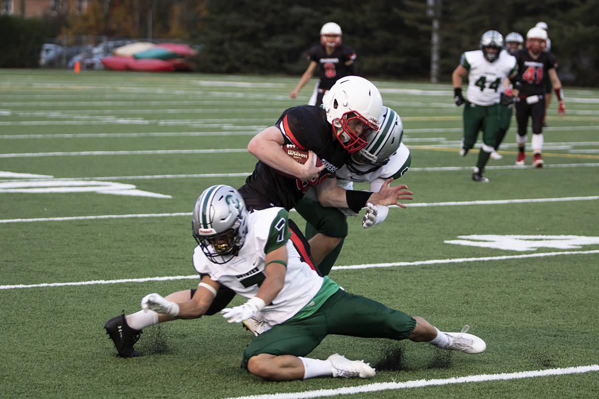 The Lindsey Thurber Raiders opened their 2018 high school football year against the Calgary Cenntennial Coyotes. Todd Colin Vaughan/Red Deer Express