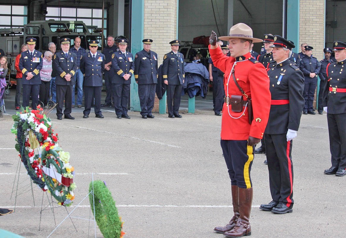 Wreaths were laid in honour of the fallen who lost their lives in the line of duty. Sept. 9th marked Firefighters’ National Memorial Day. Carlie Connolly/Red Deer Express