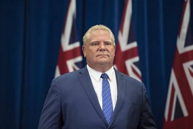 Ontario Premier Doug Ford makes an announcement at the Queens Park legislature in Toronto on Wednesday, August 15, 2018. THE CANADIAN PRESS/Chris Young