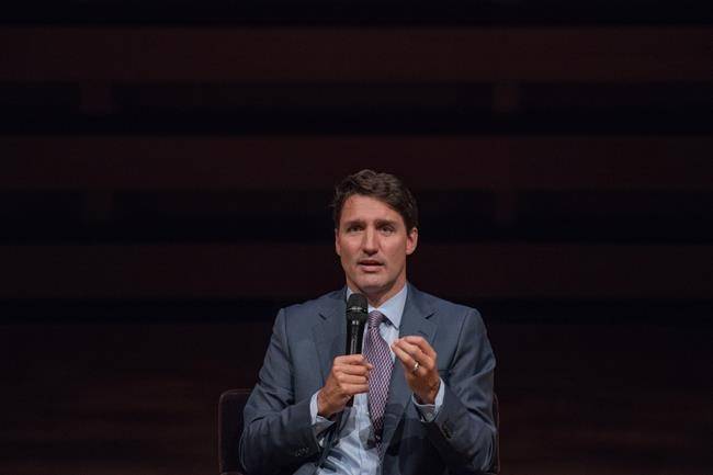 Prime Minister Justin Trudeau participates in an armchair discussion at the Women in the World Summit in Toronto on Monday, September 10, 2018. (THE CANADIAN PRESS/Galit Rodan)