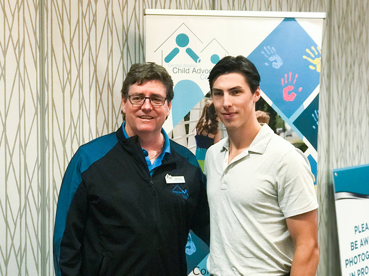 Central Alberta Child Advocacy Centre CEO Mark Jones and Edmonton Oiler Ryan Nugent-Hopkins posed for a photo during a luncheon in support of the Centre on Sept. 12th. Todd Vaughan/Red Deer Express