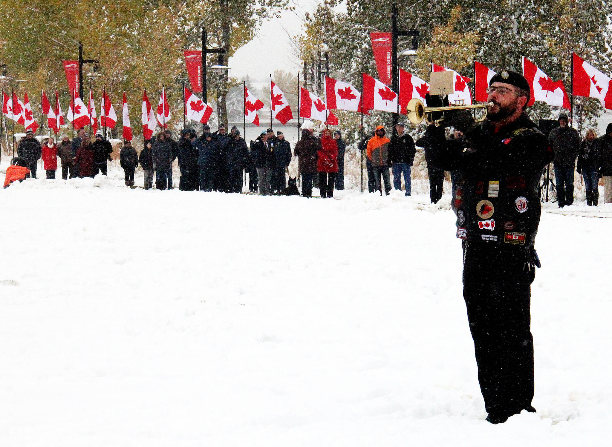 Veterans Voices of Canada has also places 130 flags along Highway 11 in the same place the intiative started five years ago. Photo by Kaylyn Whibbs, Sylvan Lake News.