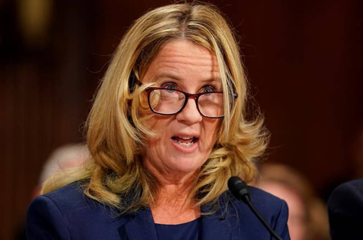 Christine Blasey Ford testifies before the Senate Judiciary Committee on Capitol Hill in Washington, Thursday, Sept. 27, 2018. (AP Photo/Andrew Harnik, Pool)