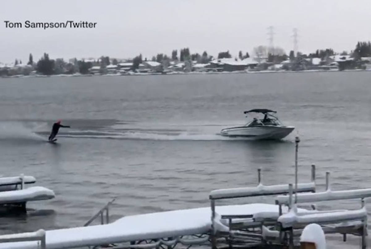 VIDEO: Canadian shrugs off snow, goes waterskiing