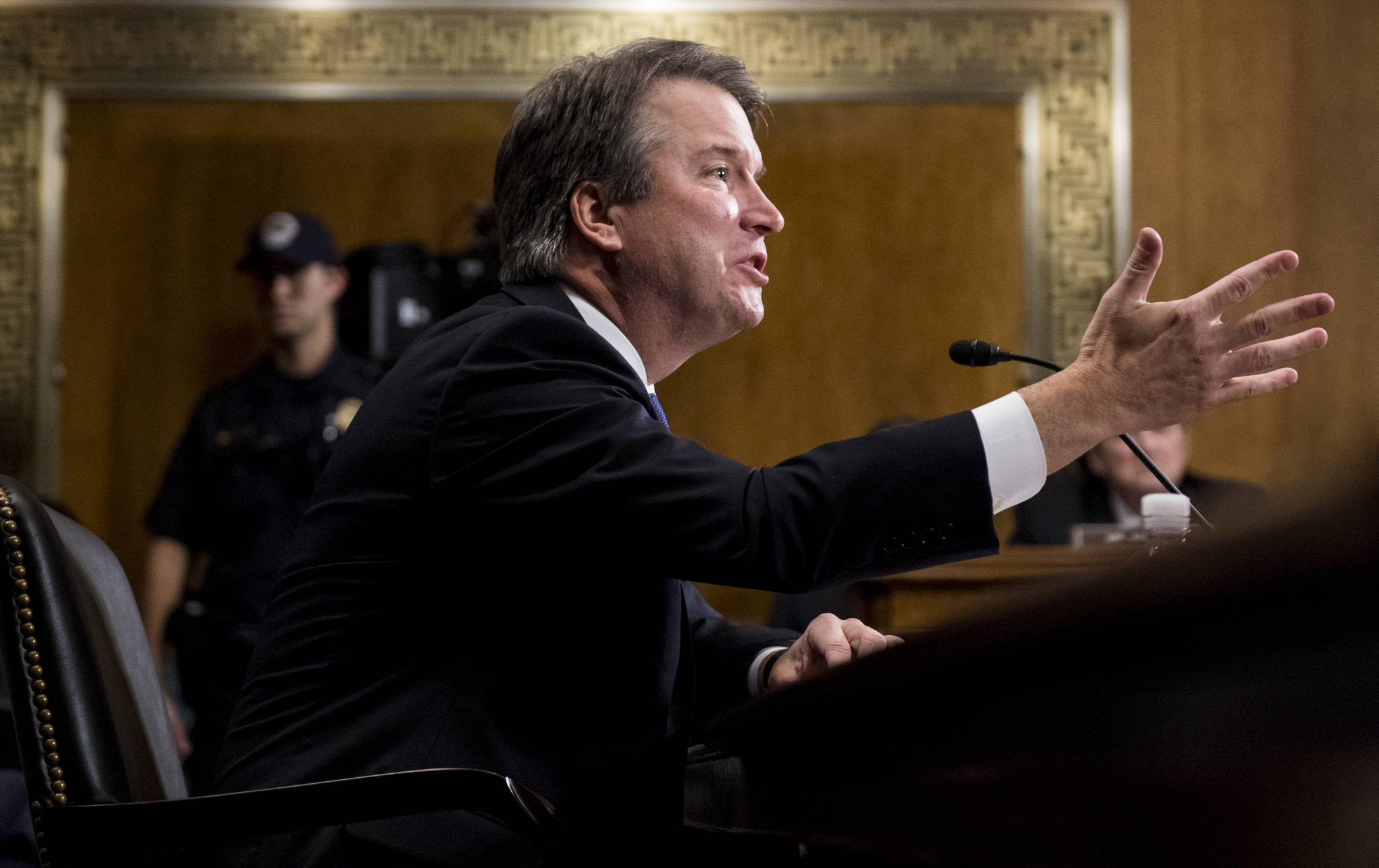 Supreme Court nominee Judge Brett Kavanaugh testifies during the Senate Judiciary Committee, Thursday, Sept. 27, 2018 on Capitol Hill in Washington. (Tom Williams/Pool Image via AP)